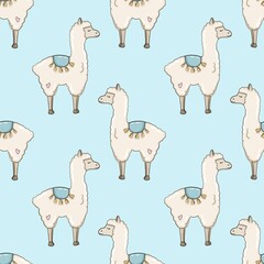 seamless pattern with cute lama