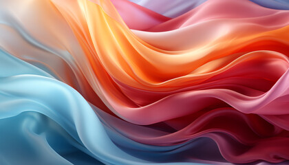 Abstract backdrop with flowing wave pattern in multi colored smooth motion generated by AI