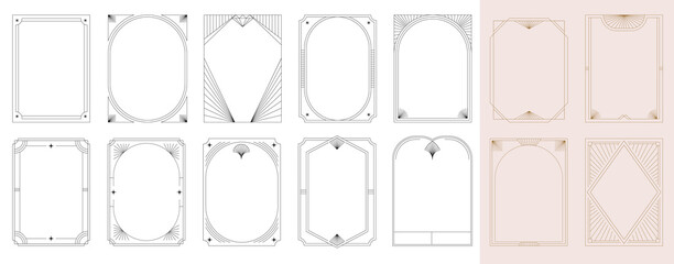 Art Deco frames minimalist collection. Elegant luxury borders and frames, vector templates design