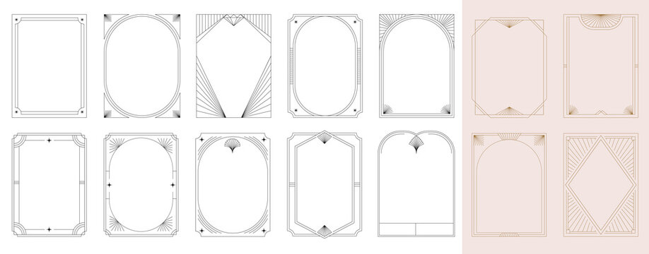 Art Deco frames minimalist collection. Elegant luxury borders and frames, vector templates design