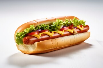 hot dog with mustard and ketchup