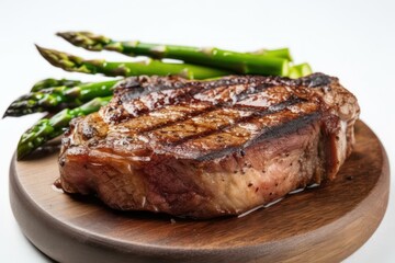 grilled steak on wood board