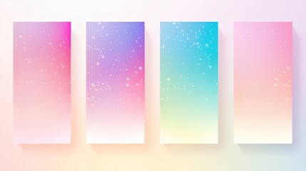 Cute Gradient Holographic Background with Pastel Color Sparkle Border AI Generated