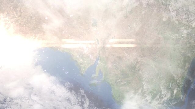 Zoom in from space and focus on Port Augusta, Australia. 3D Animation. Background for travel intro. Elements of this image furnished by NASA.