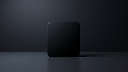 black cube on black background - obrazy, fototapety, plakaty