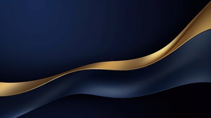 Elegant Golden Curve Luxury Invitation Card Background on Dark Blue AI Generated