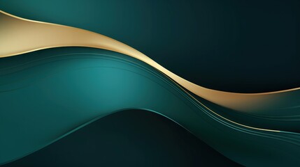 Elegant Golden Curve Luxury Invitation Card Background on Green Color AI Generated
