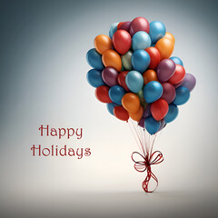 Happy Holidays inscription with balloons