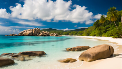 Fototapeta premium Magnificent sunny beach in Seychelles summer