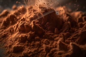 Macro view of an intense cocoa powder eruption. Generative AI