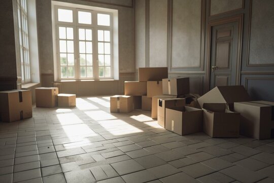 boxes on floor. Generative AI