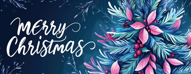 merry christmas wishes card in the holiday card with a colorful christmas tree Generative AI