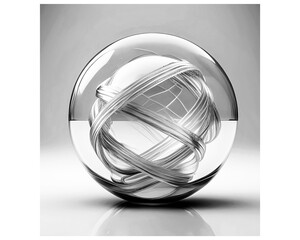 Glass globe filled with swirls of white ribbon