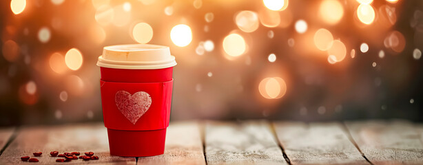 A recycled red cup of coffee for Valentine's Day