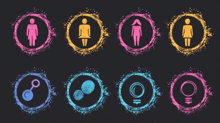 Vector illustration of gender symbols. Male and female icon set