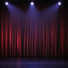 Theater stage light background with spotlight illuminated the stage for opera performance. Stage lighting. Empty stage with bright colors backdrop decoration. Entertainment show.