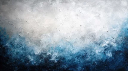 Foto auf Acrylglas Ombre textured blue acrylic background, A grey and blue acrylic texture merges on canvas, like a moody sky in an abstract painting..