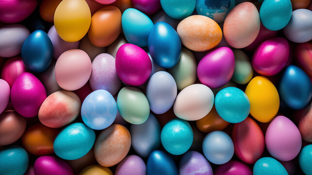 picture of colorful painted eggs for easter celebration