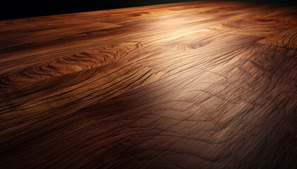 Wood plank flooring, close up pattern, dark abstract backdrop, old design generated by AI
