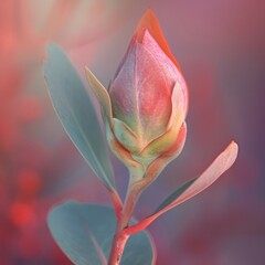 Fototapeta premium Eucalyptus flower bud in the morning light. Macro