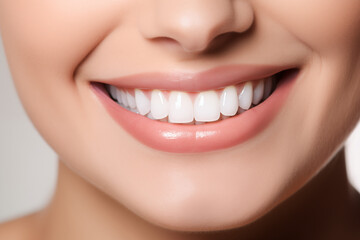 Obraz premium Close up of a woman smiling healthy white teeth dentist oral hygiene