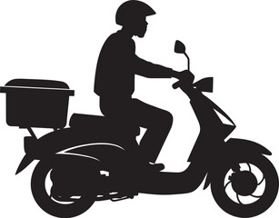 Fototapeta na wymiar Speedy Delights Scooter Man Vector Logo for Quick Food Delivery 