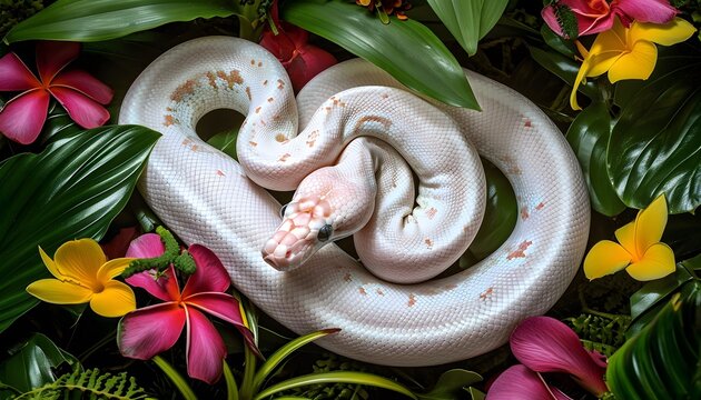 albino python pink yellow flowers