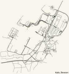 Detailed hand-drawn navigational urban street roads map of the CALLOO-KALLO SECTION of the Belgian municipality of BEVEREN, Belgium with vivid road lines and name tag on solid background