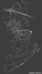 Detailed hand-drawn navigational urban street roads map of the MELSELE SECTION of the Belgian municipality of BEVEREN, Belgium with vivid road lines and name tag on solid background
