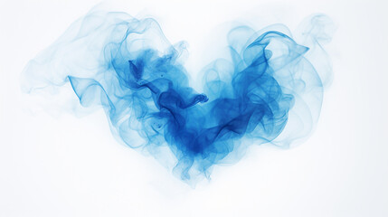 Fototapeta premium Blue heart-shaped smoke on a plain background. Copy space. Design element for Valentine's Day. 