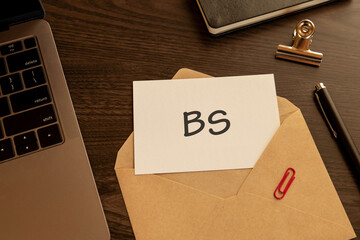 There is word card with the word BS. It is an abbreviation for Balance sheet as eye-catching image.