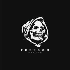 Grim reaper the killer face logo design vector isolated on black background