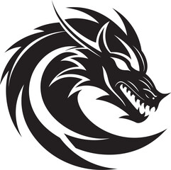 Spirited Serpent Badge Kuei Dragon Vector Icon for Mythical Power 