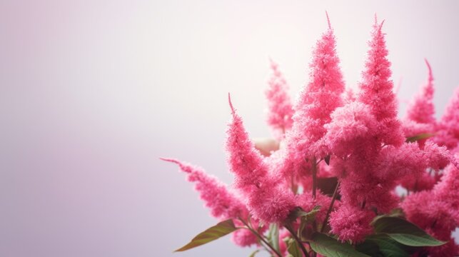 Bright pink amaranth blooms, on a light background, ideal for botanical illustrations. Usage in garden blogs, horticulture websites. With copy space