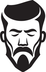 Chiseled Charm Badge Vector Design for Handsome Male Face Logo 