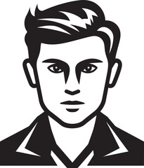 Sculpted Serenity Badge Vector Design for Calm Male Face Logo 