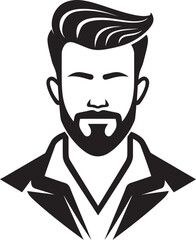 Serene Silhouette Crest Calm Male Face Vector Icon with Subtle Lines 