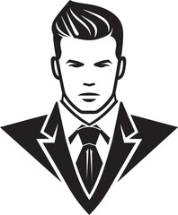 Genteel Gaze Badge Elegant Male Face Icon in Refined Detail 