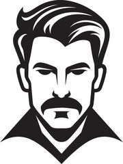 Poised Profile Badge Vector Design for Graceful Male Face Illustration 