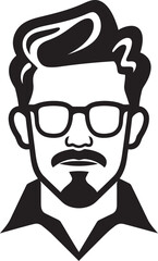 Bold Gaze Crest Confident Male Face Vector Icon for Striking Presence 