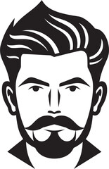 Chiseled Charm Badge Vector Design for Handsome Male Face Logo 