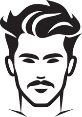 Striking Sophistication Insignia Bold Male Face Vector Icon with Impactful Style 