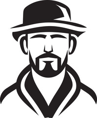 Dapper Demeanor Badge Vector Design for Fashionable Male Face Logo 