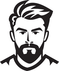 Bold Gaze Insignia Vector Logo for Confident Male Face Illustration 