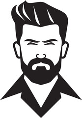 Chiseled Charm Badge Vector Design for Attractive Male Face Logo 