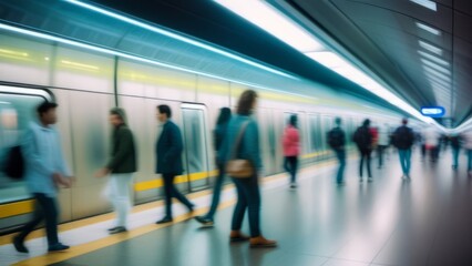 people in subway station blurred ai generated