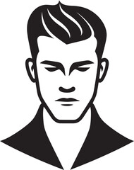Contemporary Charisma Crest Male Face Icon in Modern Artistic Form 