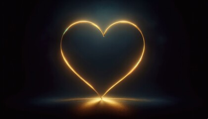 Glowing Heart Neon Light on Dark Background, Love Concept
