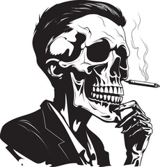 Smoky Swagger Insignia Vector Design for Gentleman Skeleton Icon with Style 