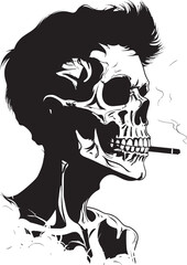 Classic Cigarette Badge Smoking Skeleton Vector Logo for Timeless Panache 